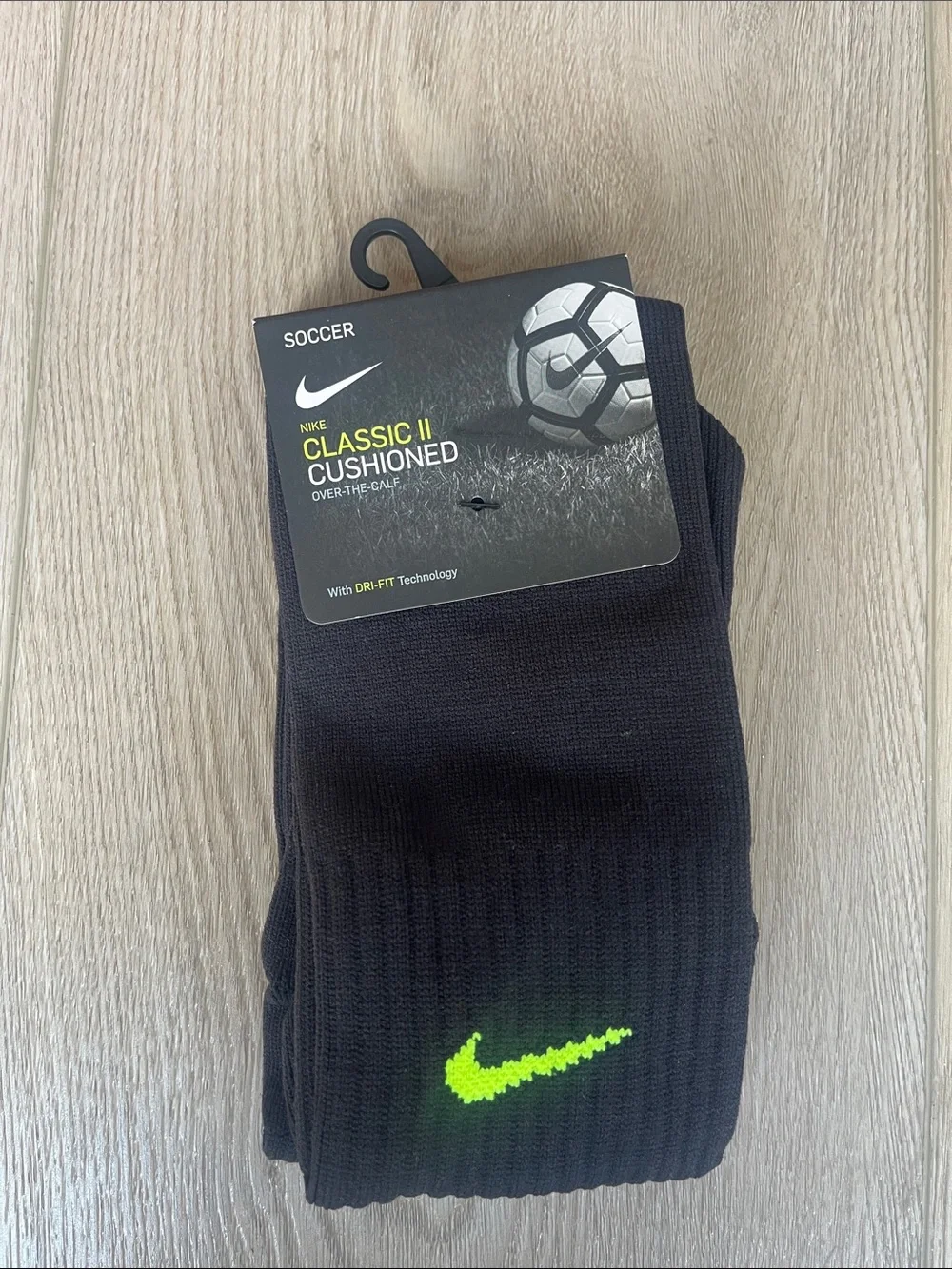 Nike Black Over-the-Calf Soccer Socks with Volt Swoosh